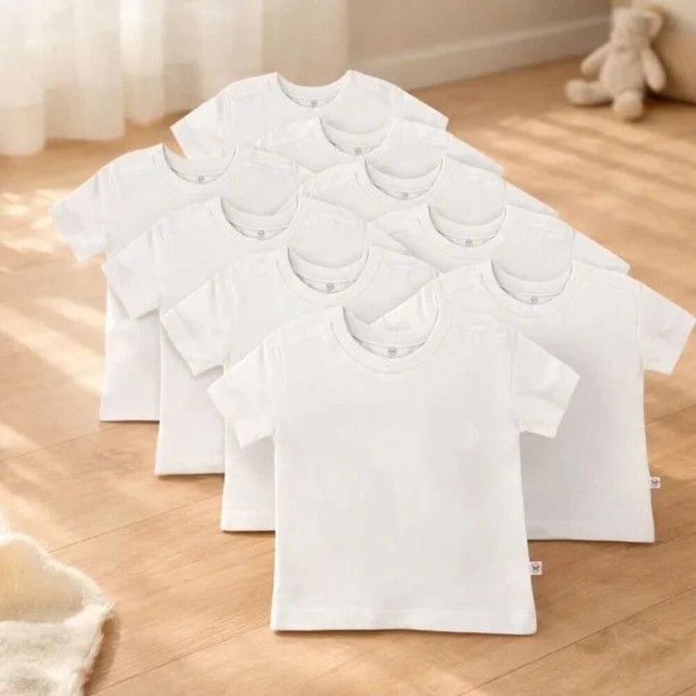 Honest C Toddler 24-mo, Boys 10pk White Organic Cotton Short T-Shirt Retails $80